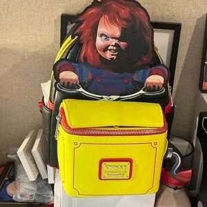 Loungefly Chucky Backpack with Yellow and Black Design